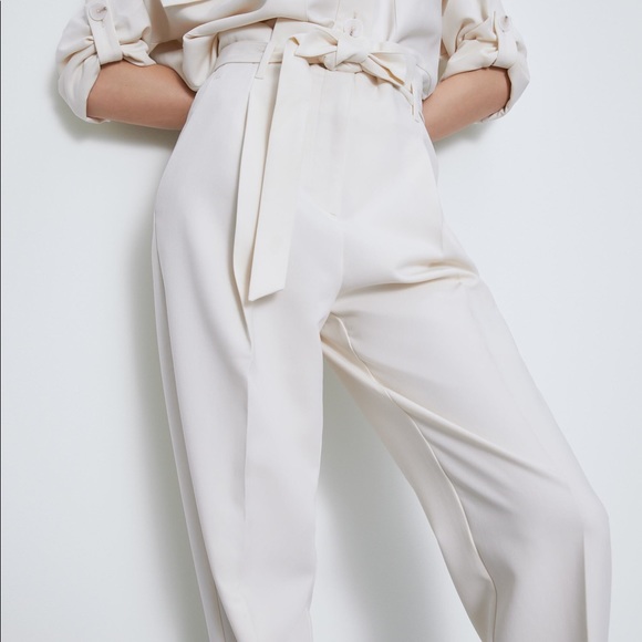 Zara Pants - Zara Ecru Paperbag Pants